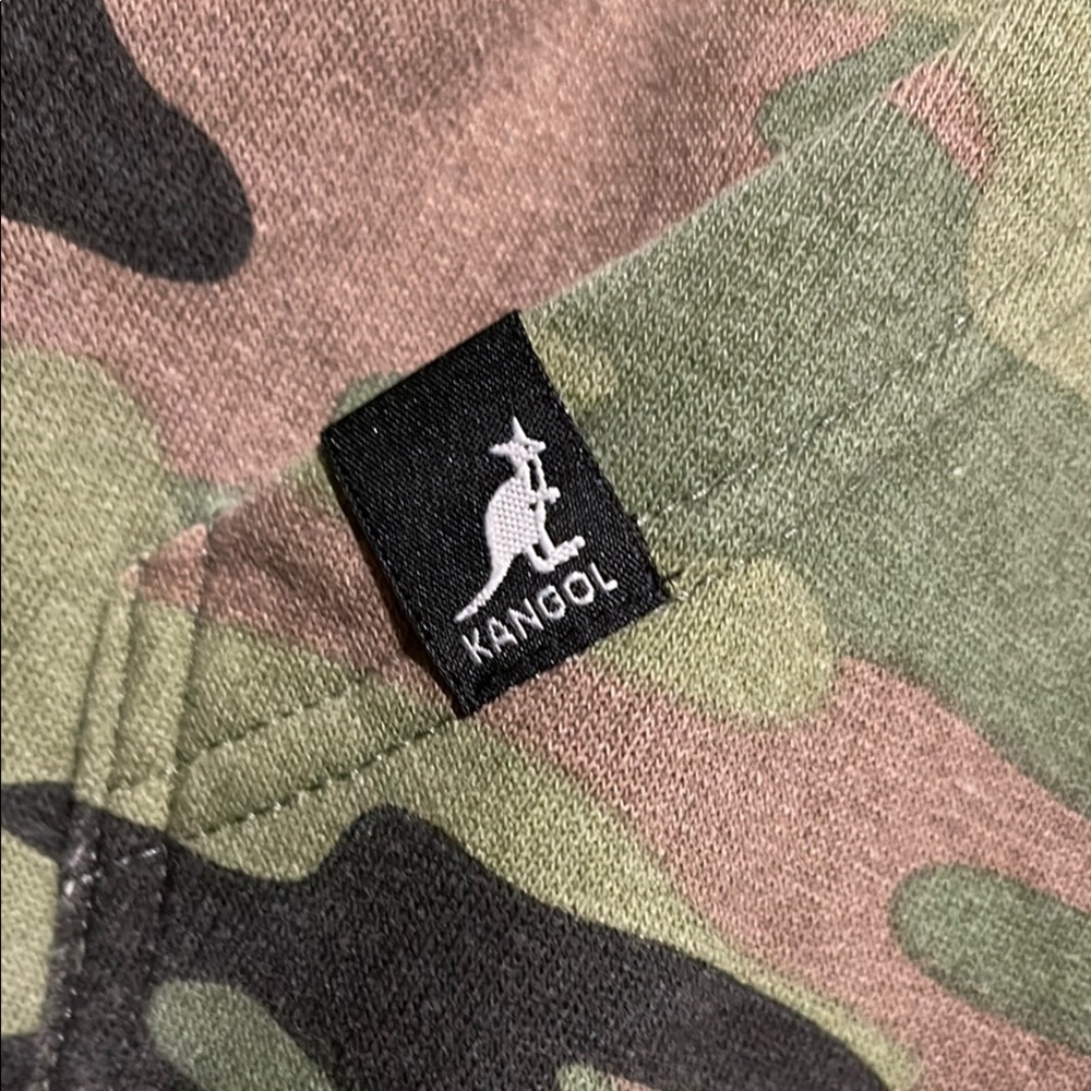 Vintage Kangol Green and Black Camouflage Hoodie Sweatshirt - Picture 2 of 6